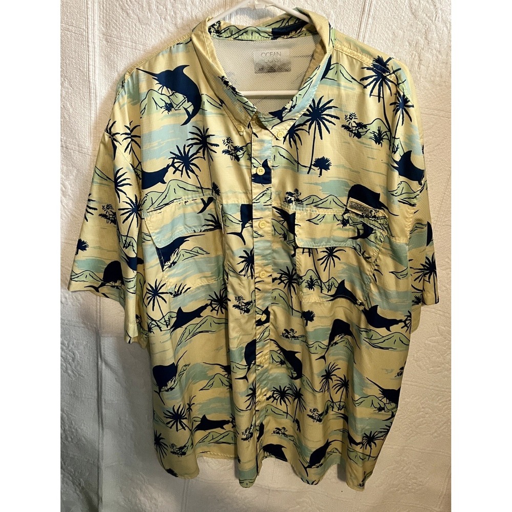 Mens Size 4XL Ocean & Coast Shirt Yellow Swordfish